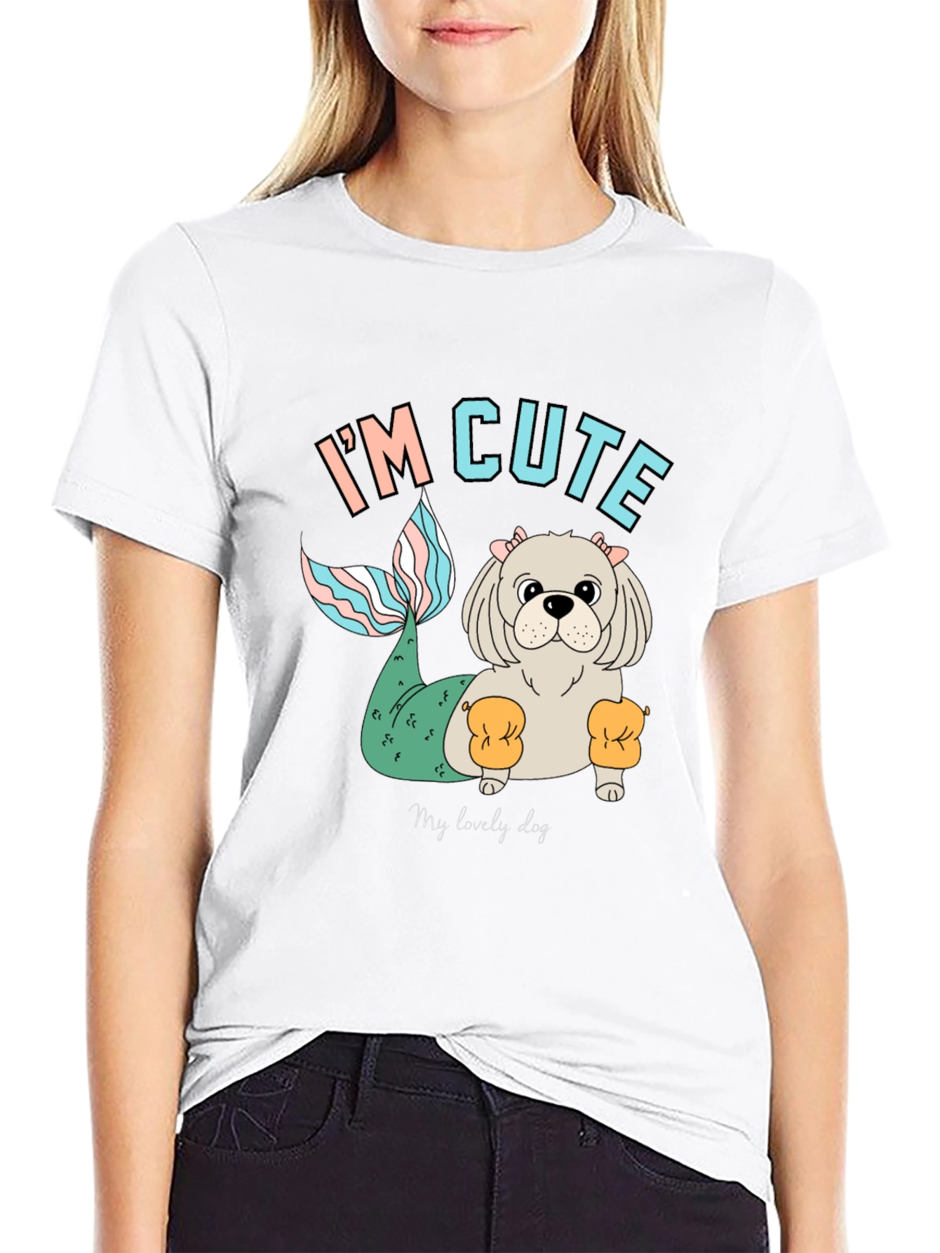 Cute Mermaid Dog T-Shirt Fun Novelty Tee