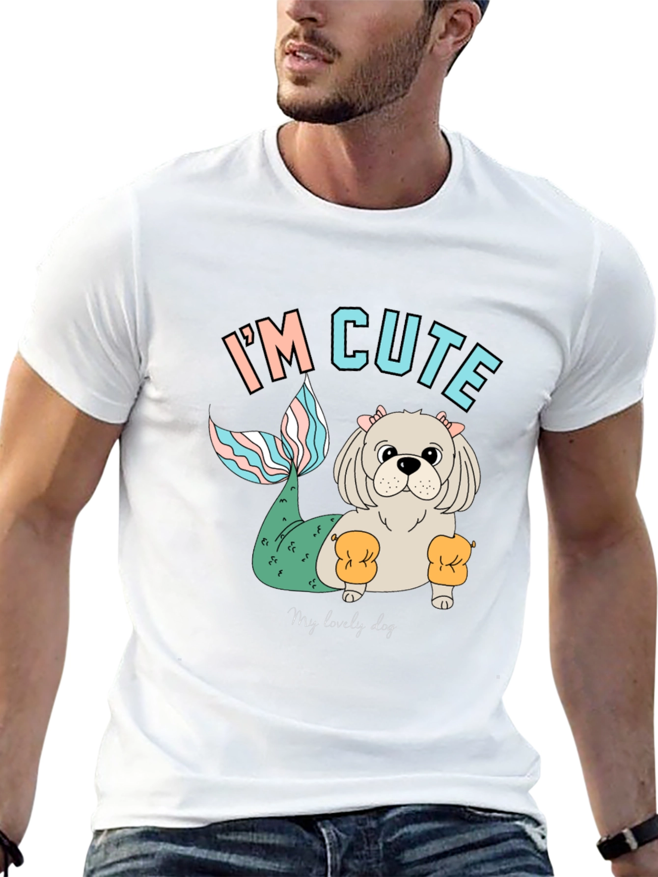 Cute Mermaid Dog T-Shirt Fun Novelty Tee