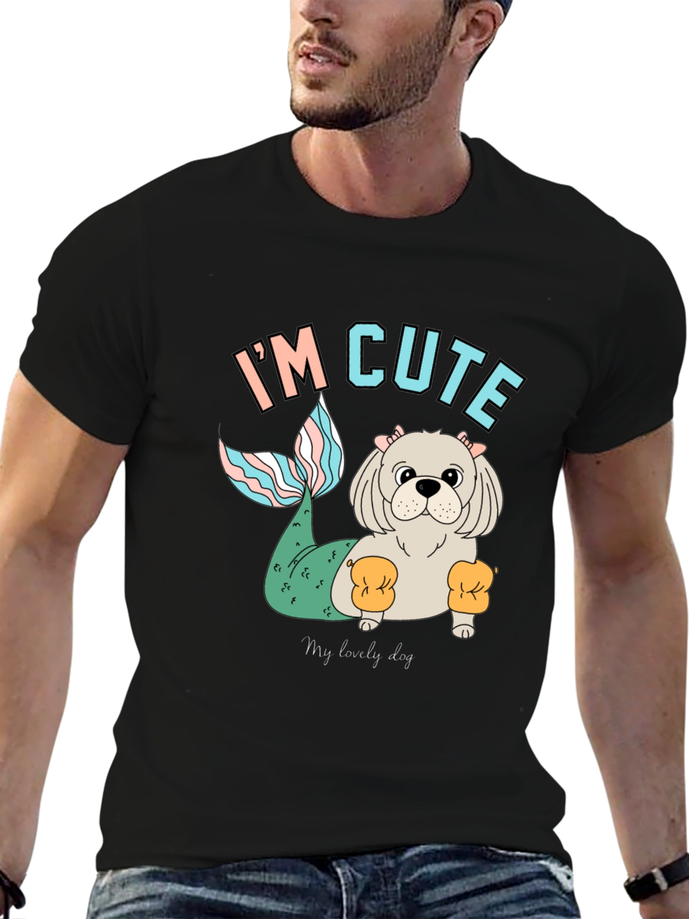 Cute Mermaid Dog T-Shirt Fun Novelty Tee