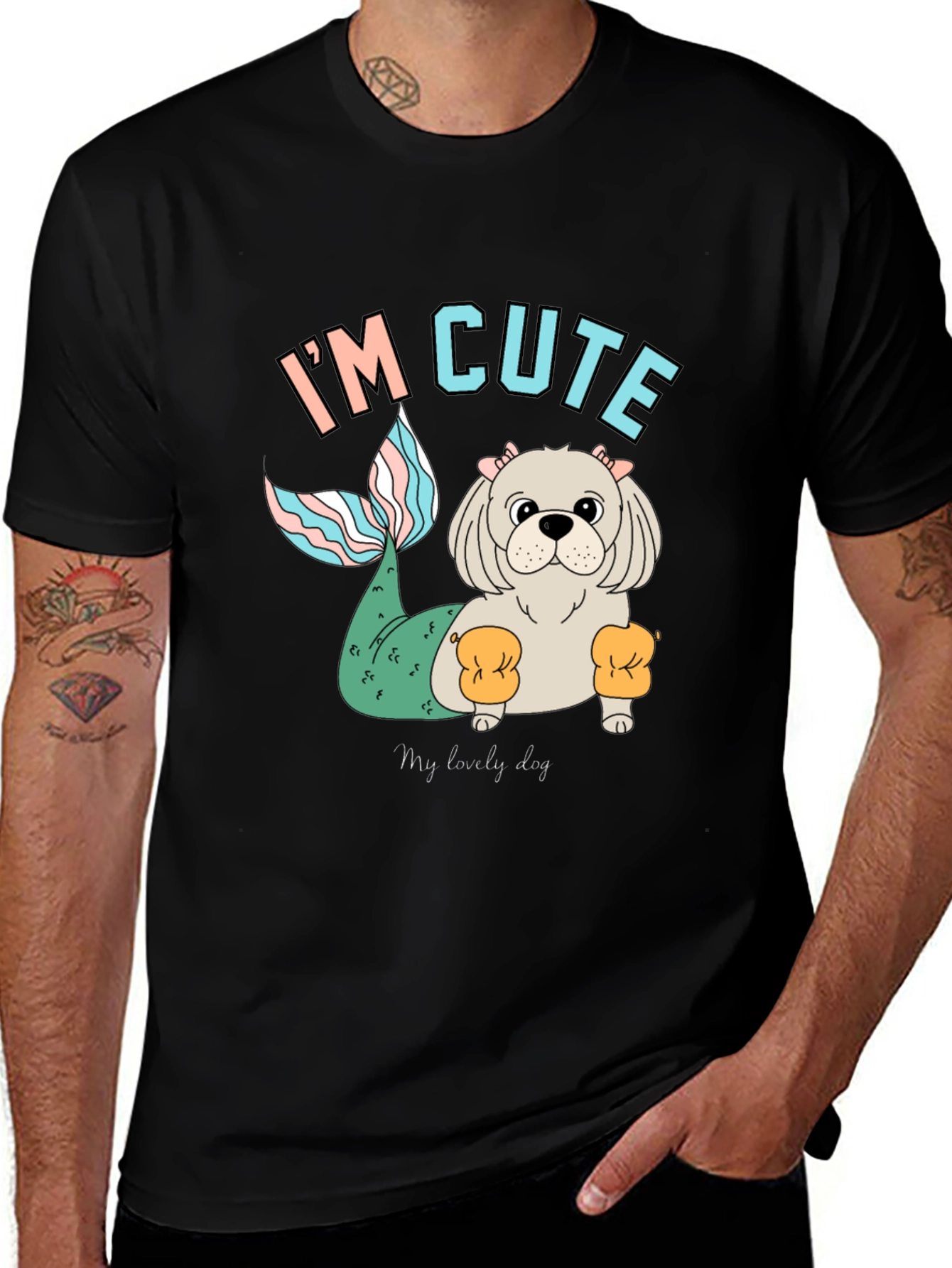 Cute Mermaid Dog T-Shirt Fun Novelty Tee
