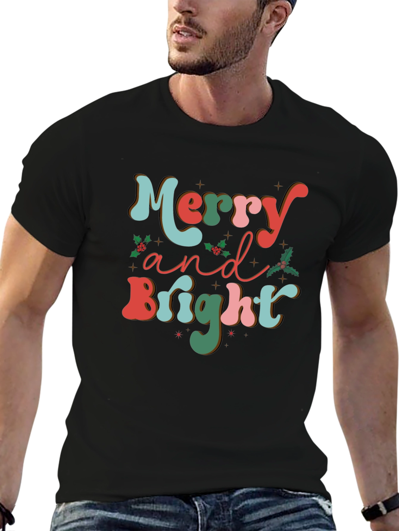 Merry and Bright Christmas Graphic Tee