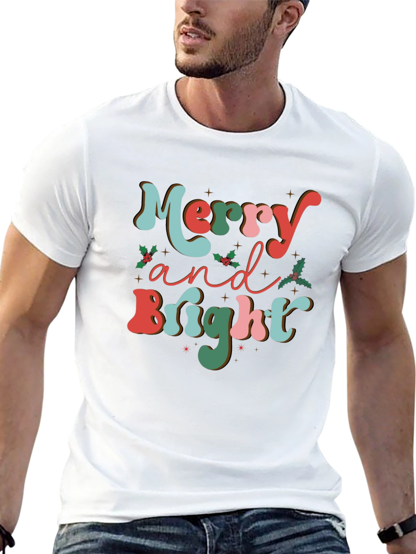 Merry and Bright Christmas Graphic Tee