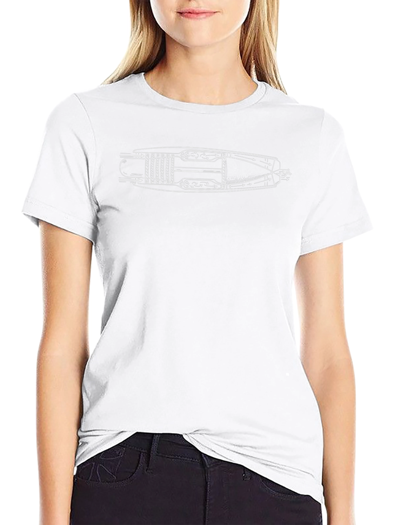 Jet Engine Schematic Graphic Tee - Black