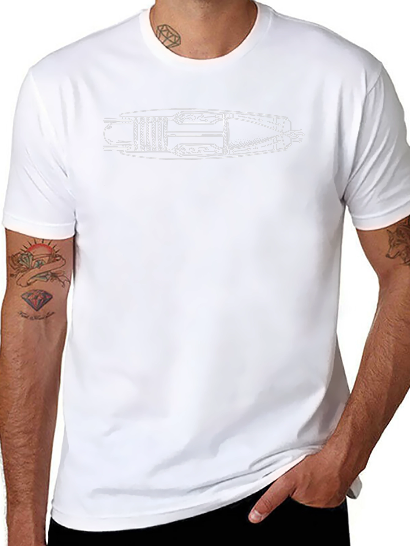 Jet Engine Schematic Graphic Tee - Black