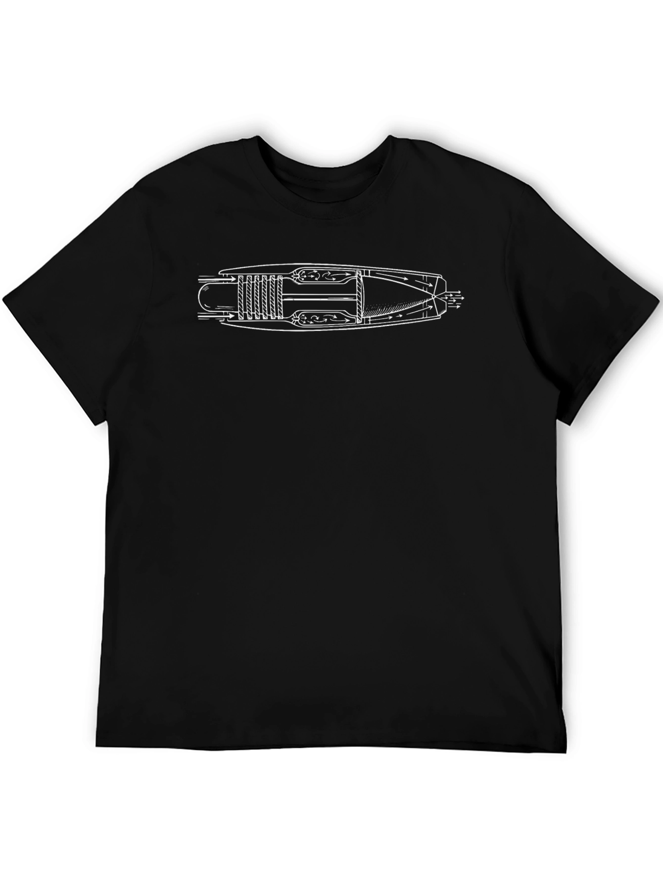 Jet Engine Schematic Graphic Tee - Black
