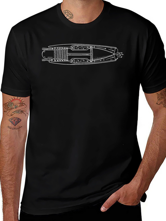 Jet Engine Schematic Graphic Tee - Black