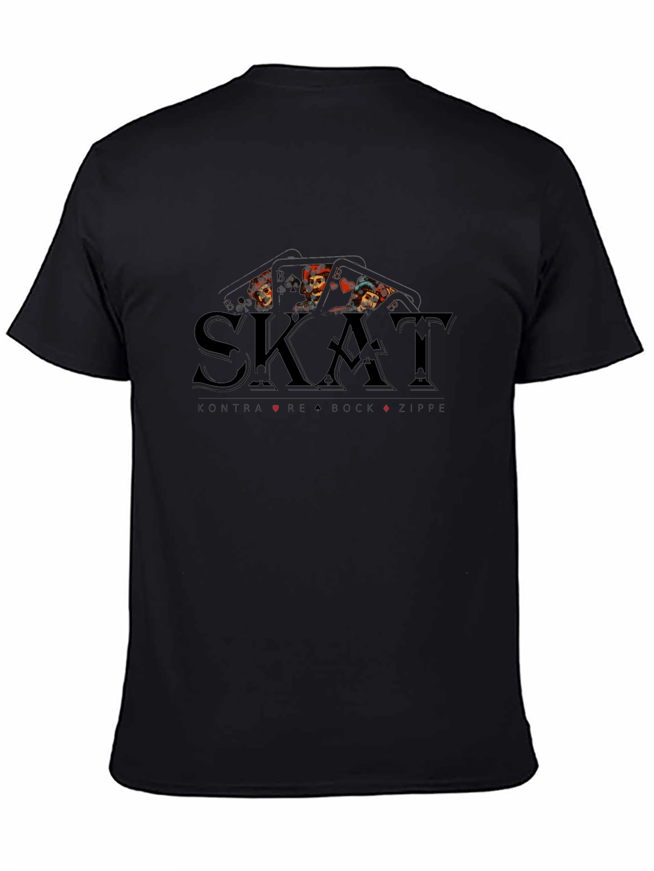 SKAT Card Game Graphic Print Black T-Shirt