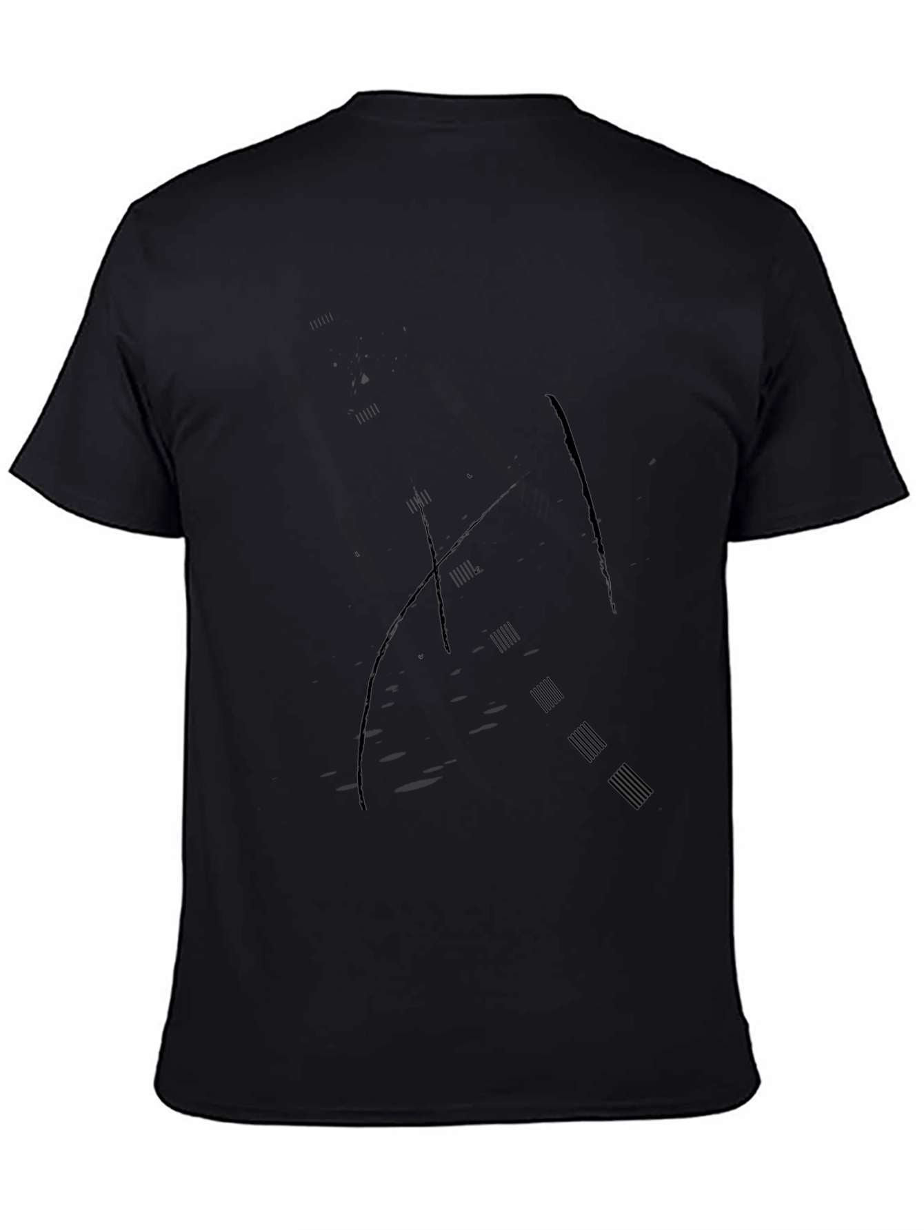 Mens Black Crew Neck Graphic T-Shirt