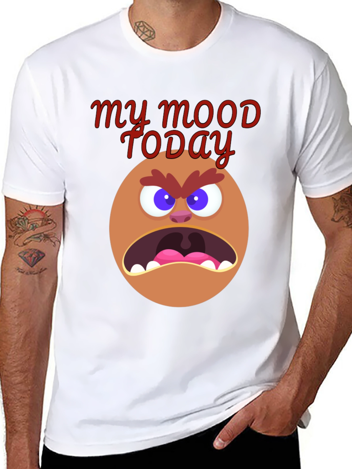 My Mood Today Angry Face Graphic Tee - Black