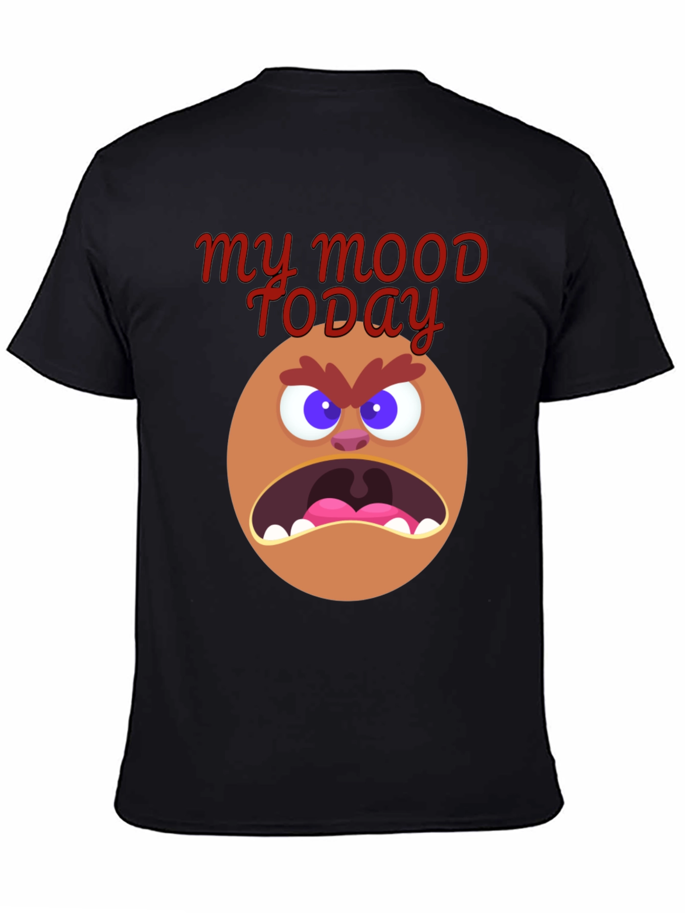 My Mood Today Angry Face Graphic Tee - Black