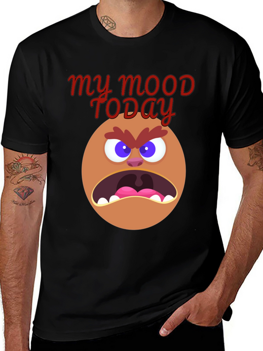 My Mood Today Angry Face Graphic Tee - Black