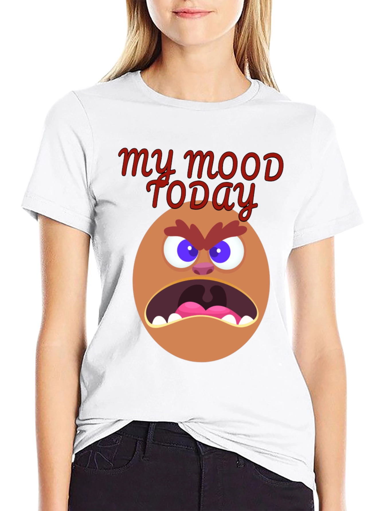 My Mood Today Angry Face Graphic Tee - Black