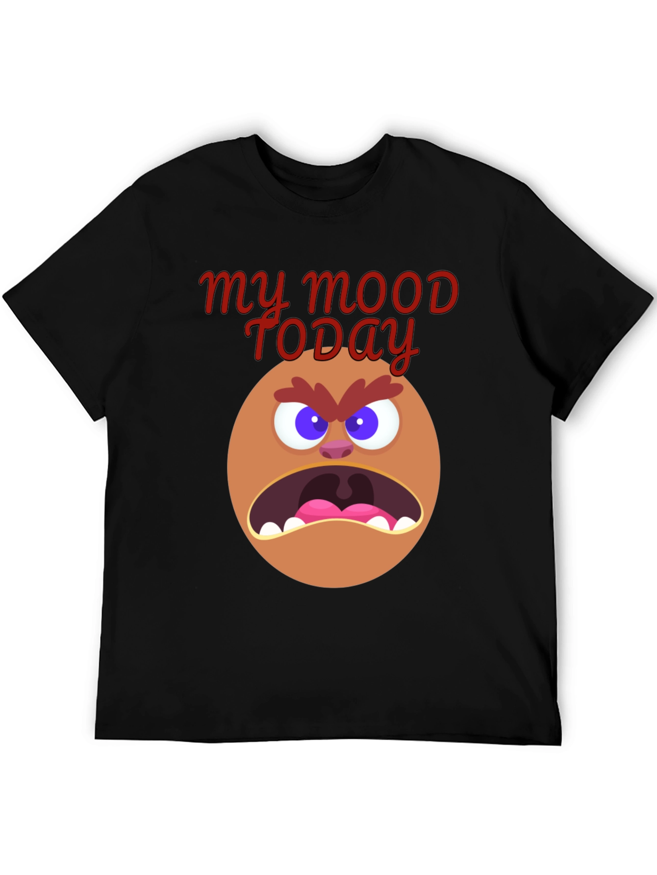 My Mood Today Angry Face Graphic Tee - Black