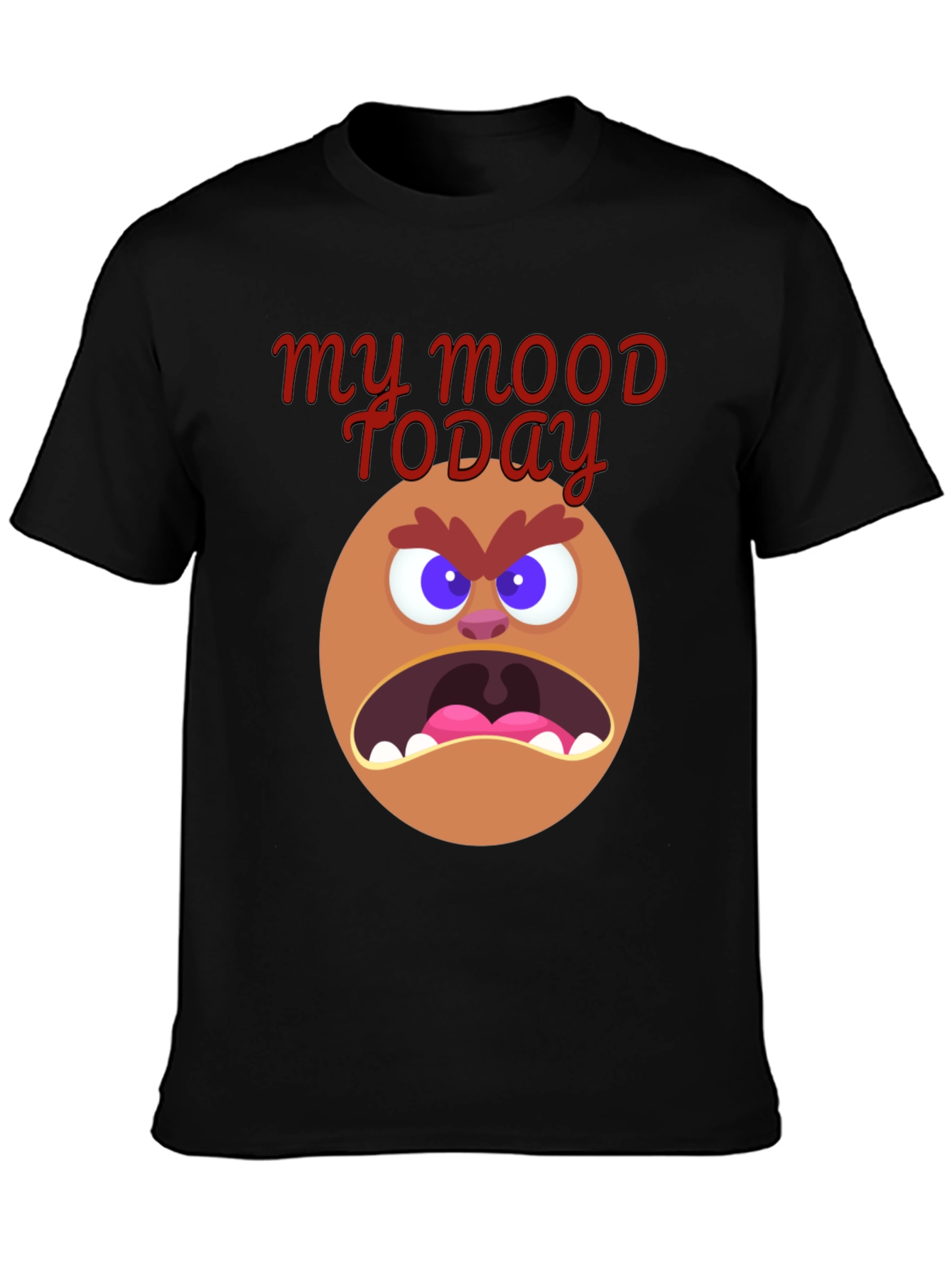 My Mood Today Angry Face Graphic Tee - Black