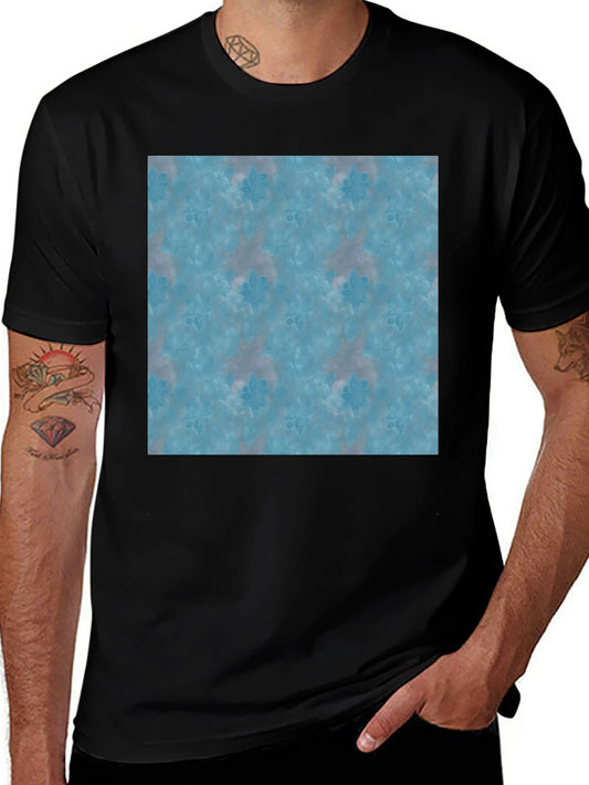 Blue Floral Pattern T-Shirt
