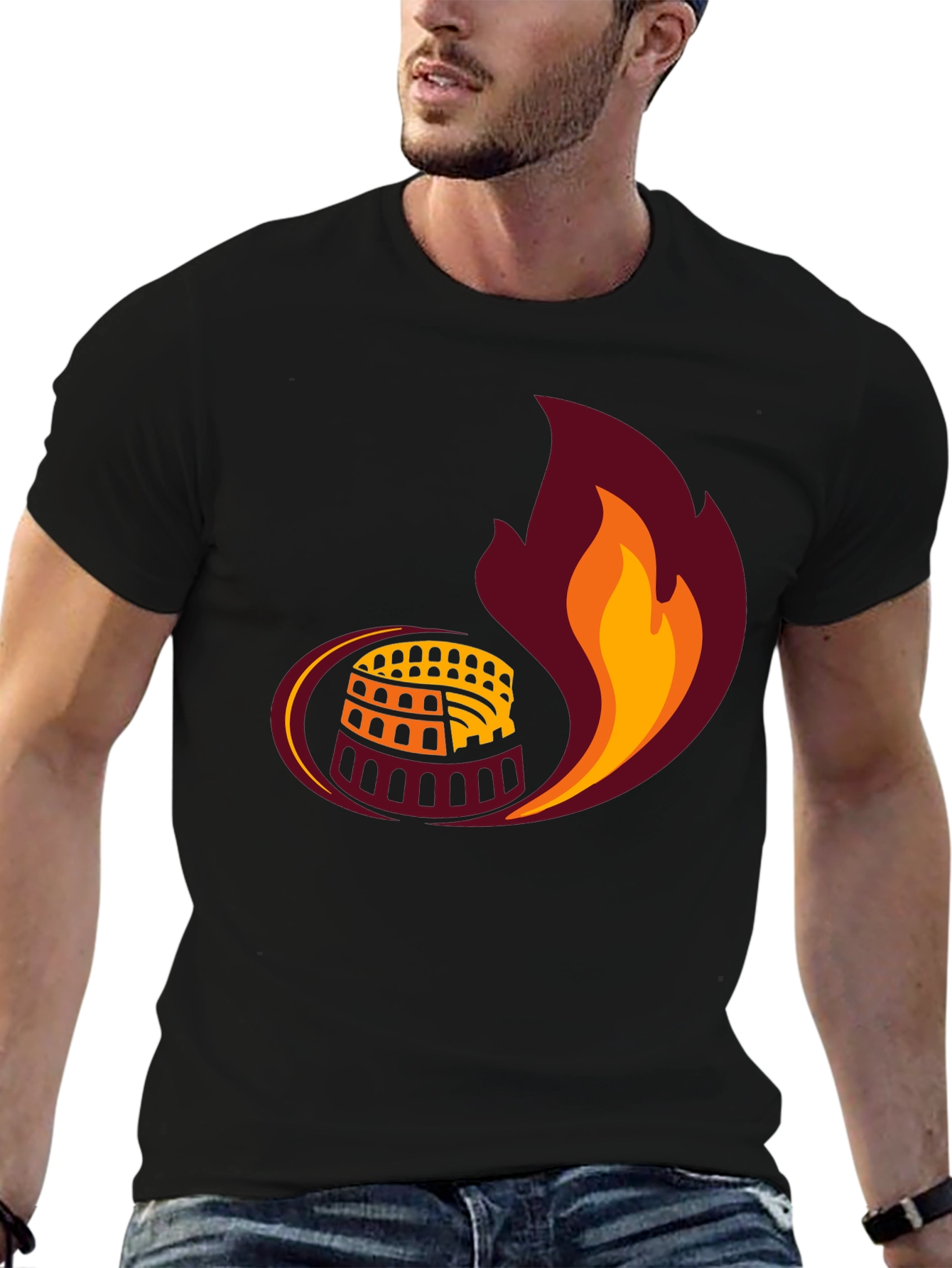 Colosseum Flame Graphic Tee - Roman Style