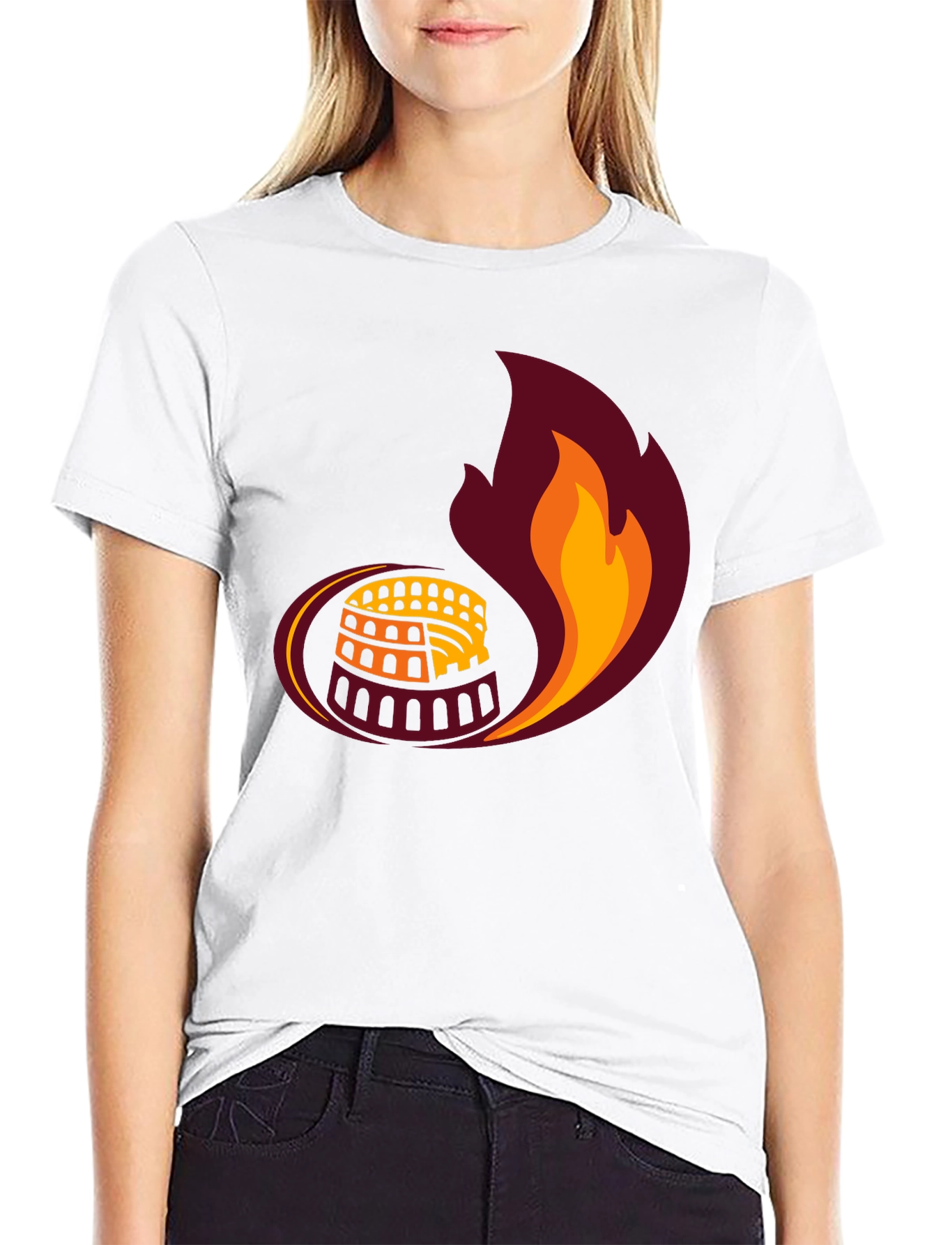 Colosseum Flame Graphic Tee - Roman Style