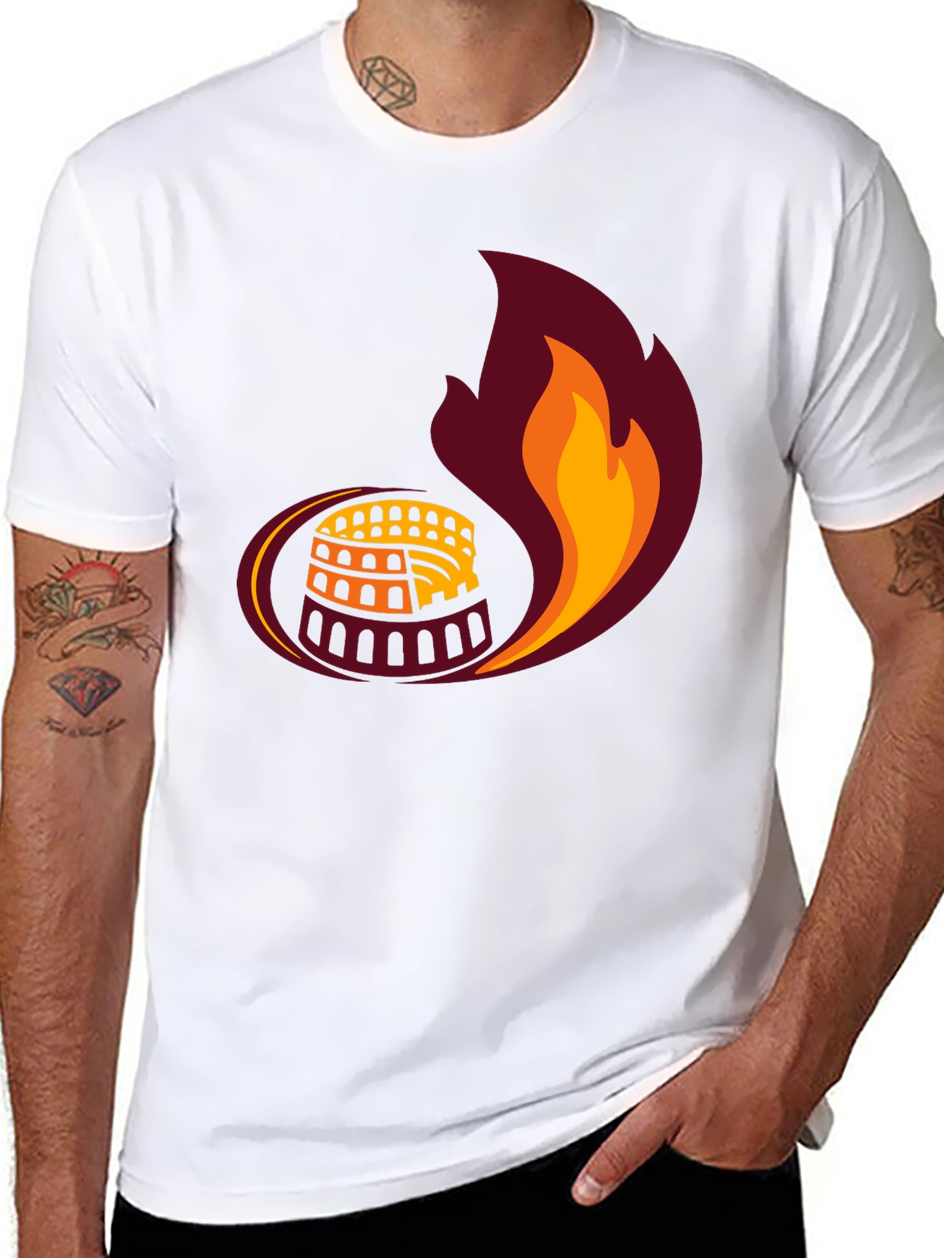 Colosseum Flame Graphic Tee - Roman Style