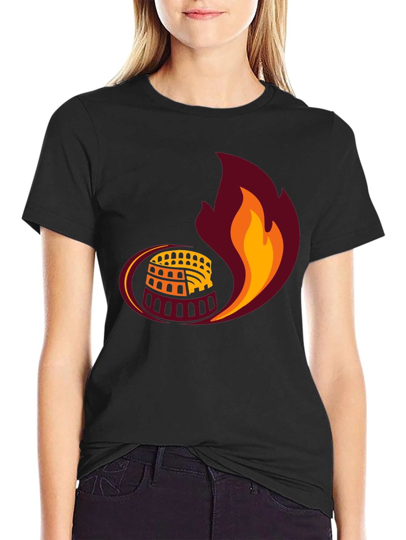 Colosseum Flame Graphic Tee - Roman Style