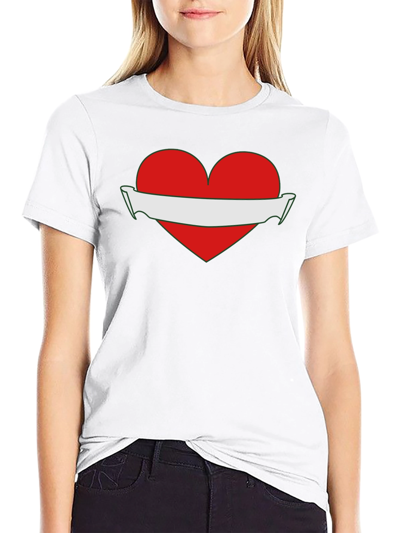 Heart & Banner Graphic T-Shirt - Black