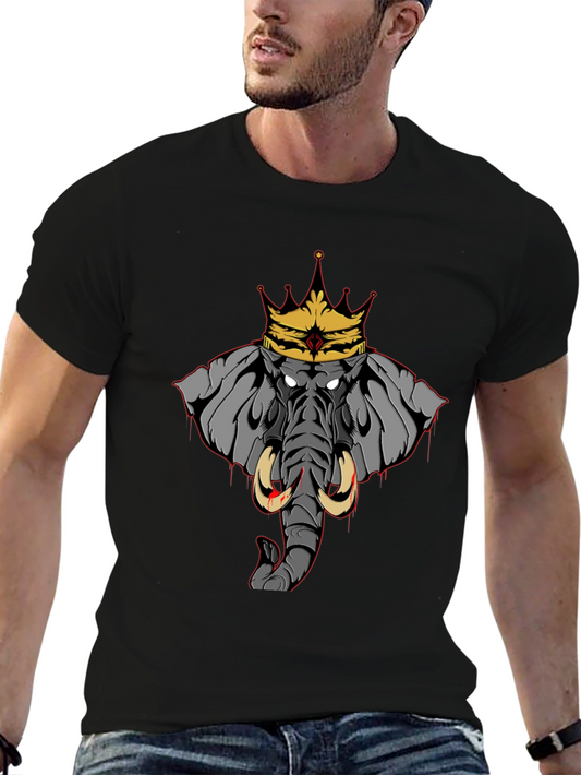 Elephant King Graphic Tee - Black Cotton T-Shirt
