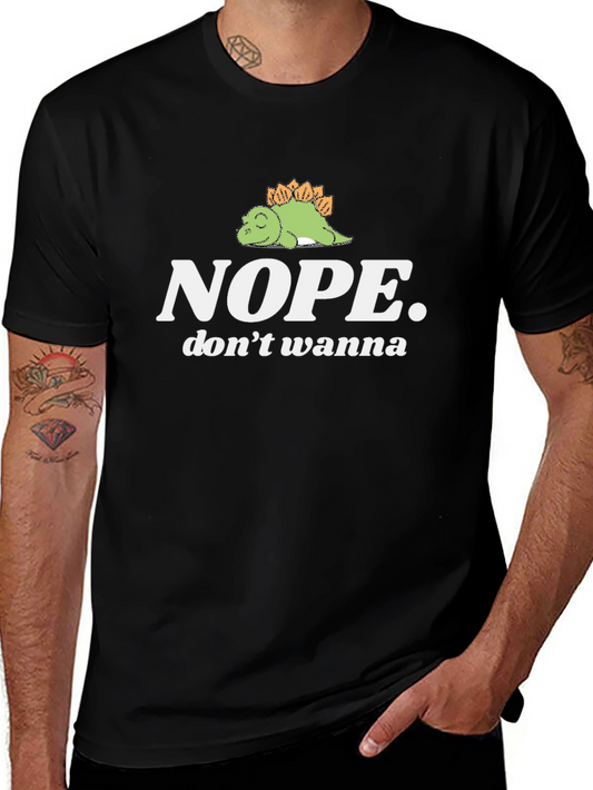 Nope. Lazy Dino Graphic Tee - Black Cotton T-Shirt