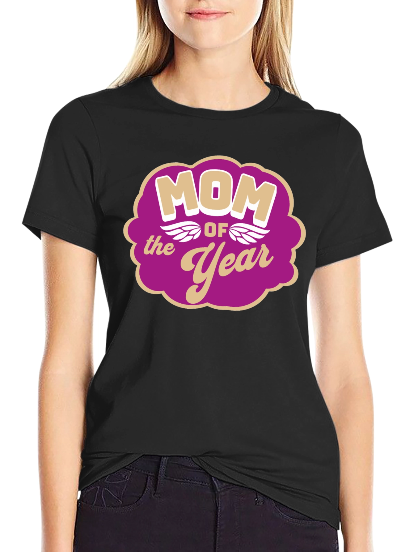 Mom of the Year Graphic Tee - Black