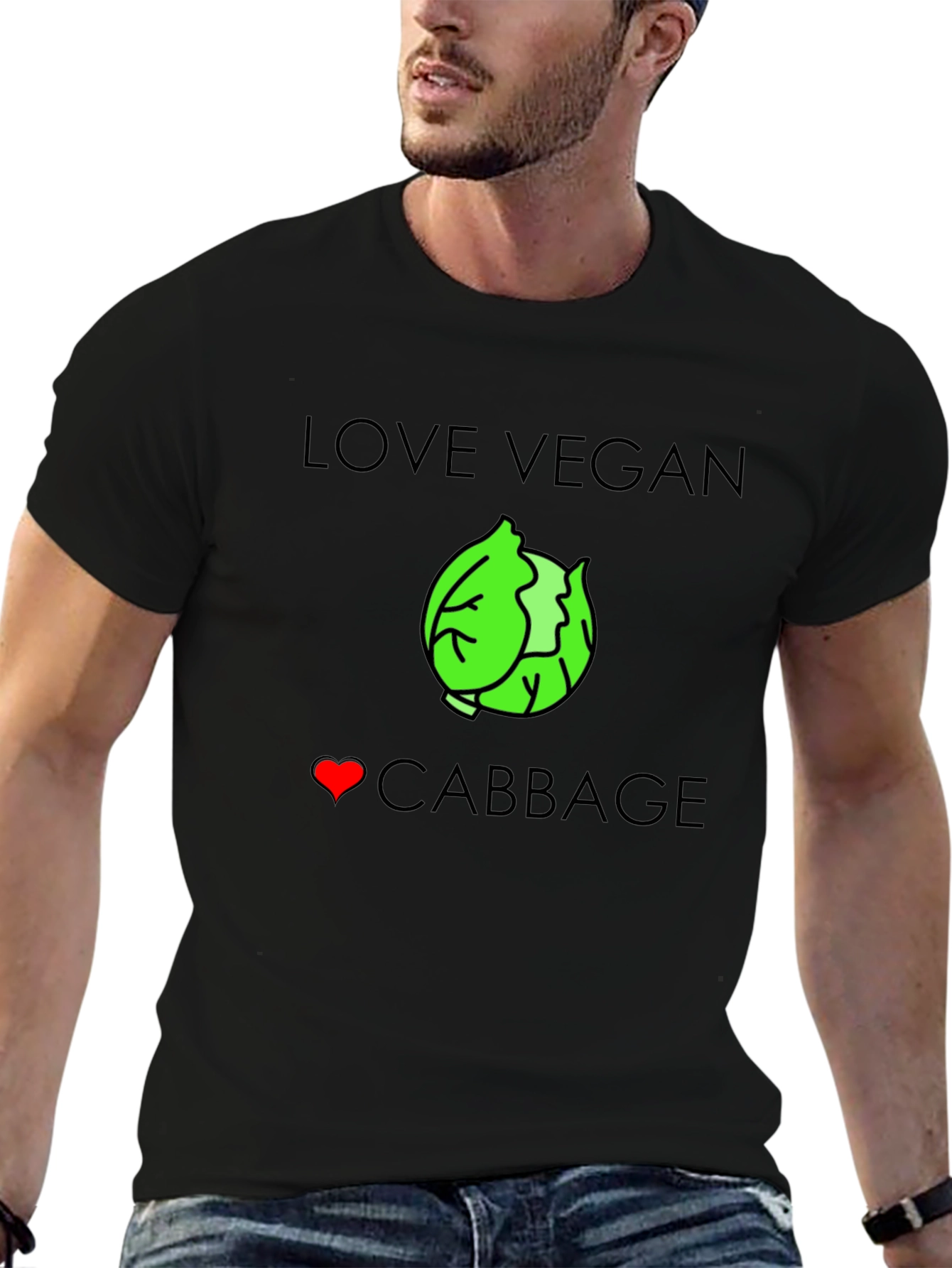 Love Vegan Cabbage T-Shirt - Unisex Black Tee