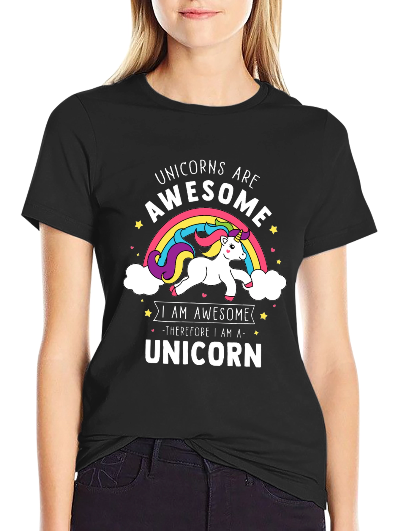Unicorns Are Awesome Rainbow Graphic T-Shirt
