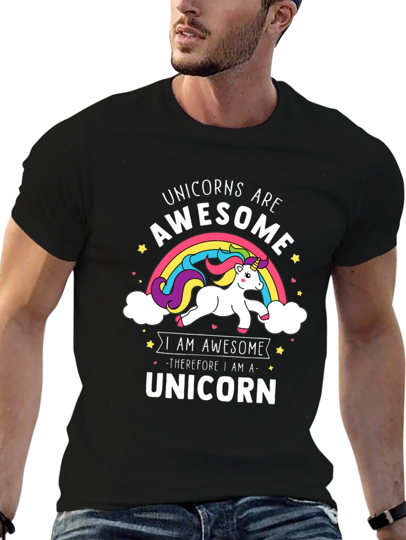 Unicorns Are Awesome Rainbow Graphic T-Shirt