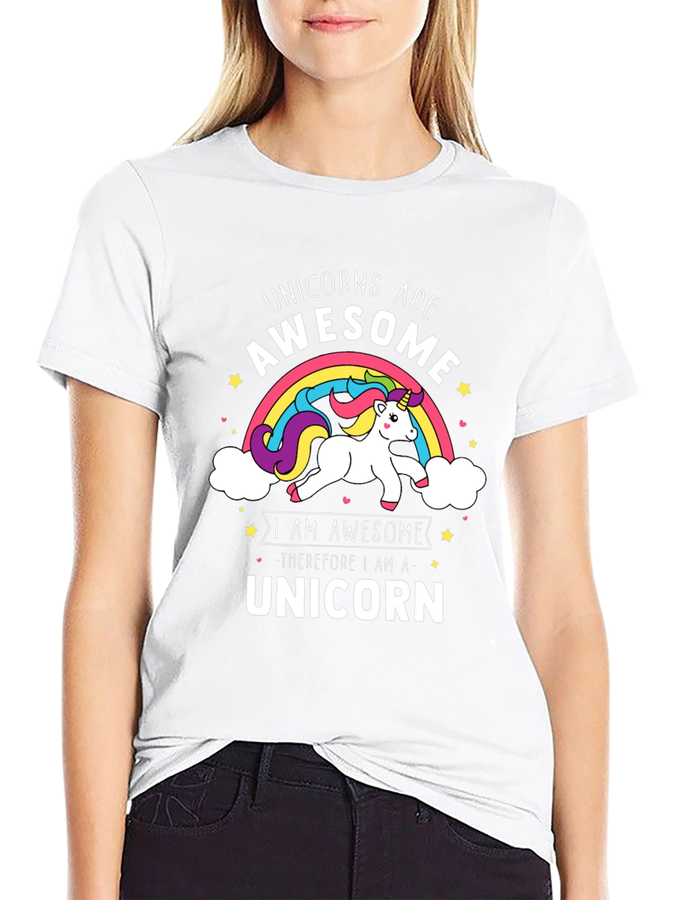 Unicorns Are Awesome Rainbow Graphic T-Shirt