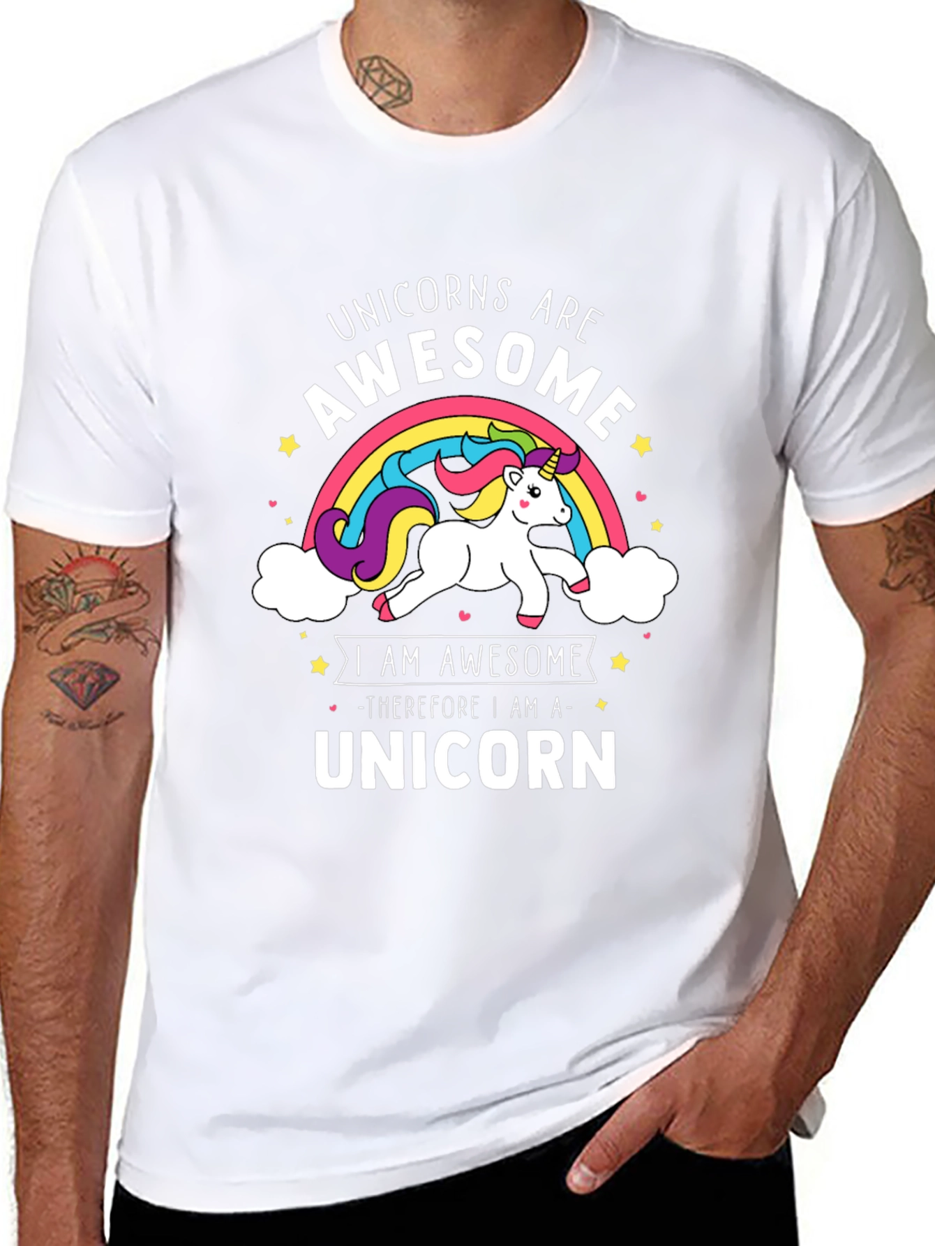 Unicorns Are Awesome Rainbow Graphic T-Shirt