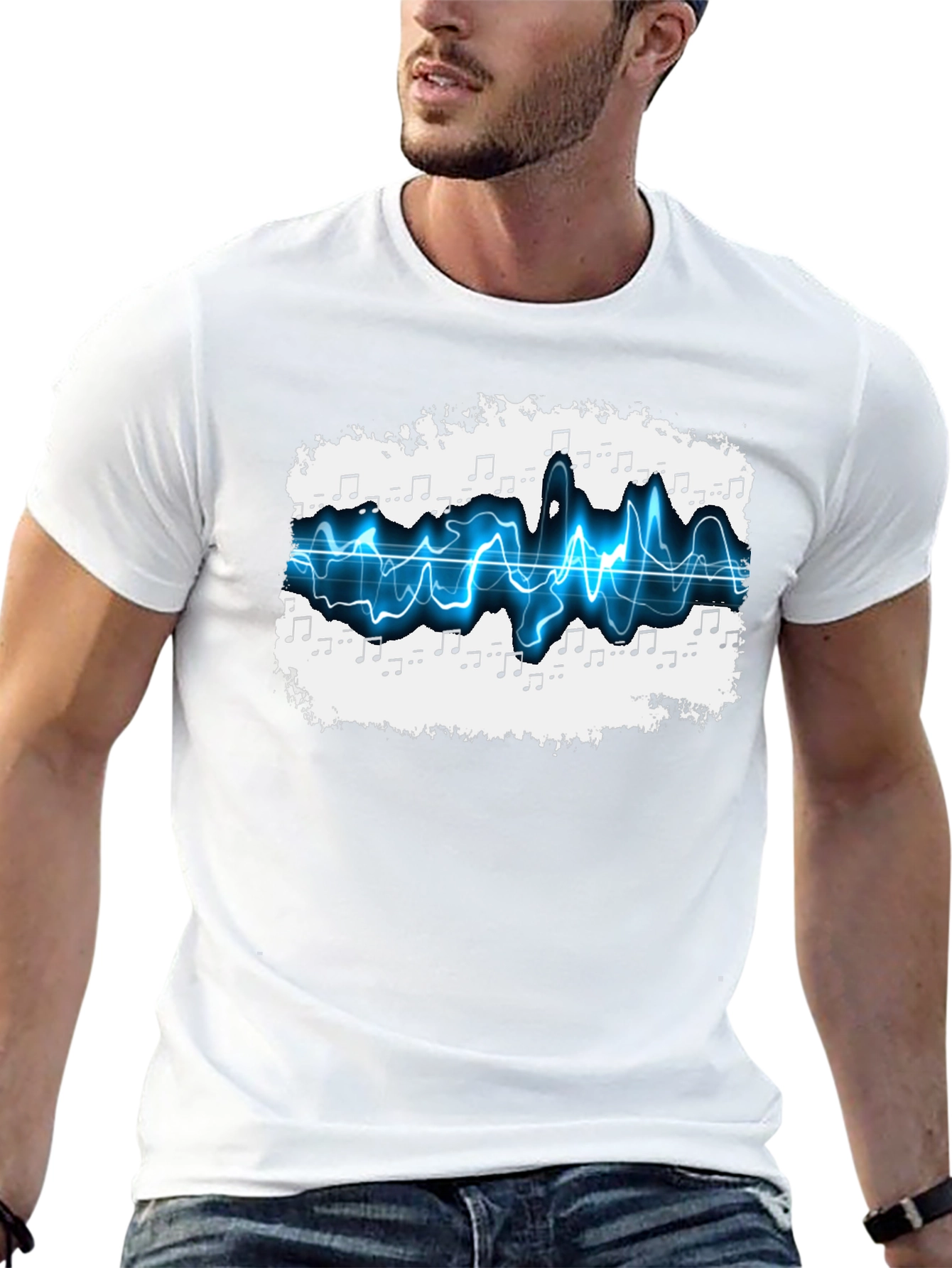 Music Wave Graphic Tee - Black Cotton T-Shirt