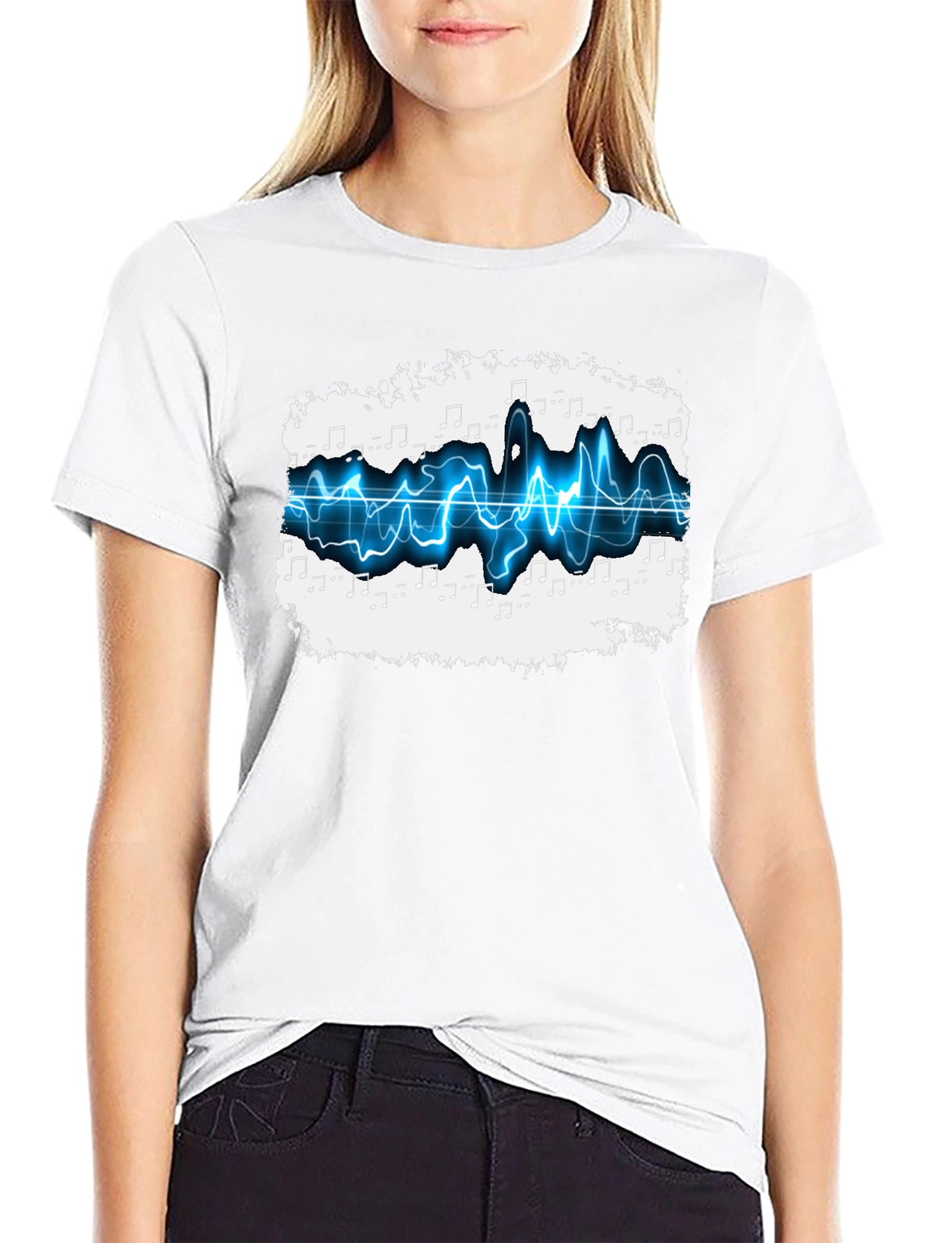 Music Wave Graphic Tee - Black Cotton T-Shirt