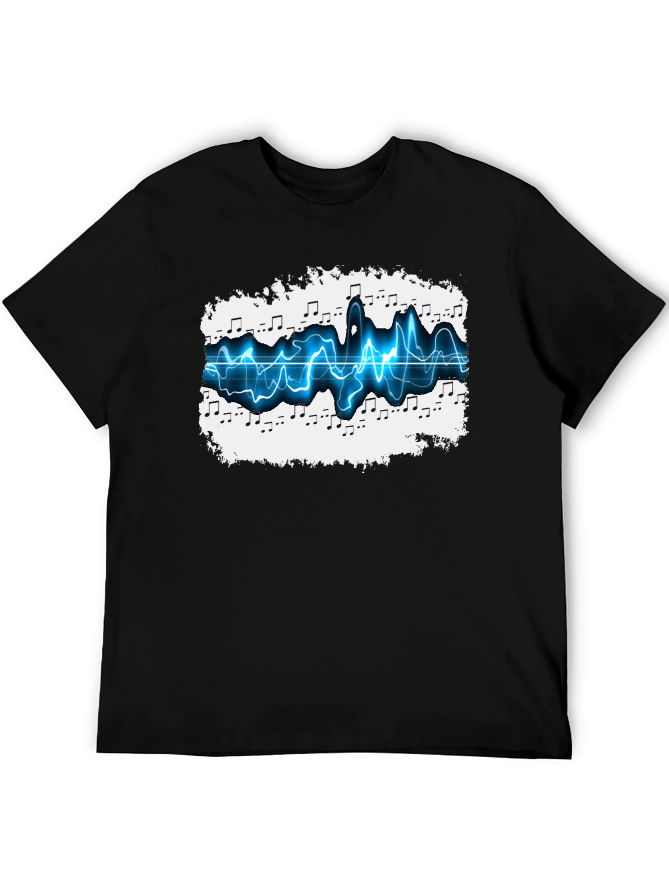 Music Wave Graphic Tee - Black Cotton T-Shirt