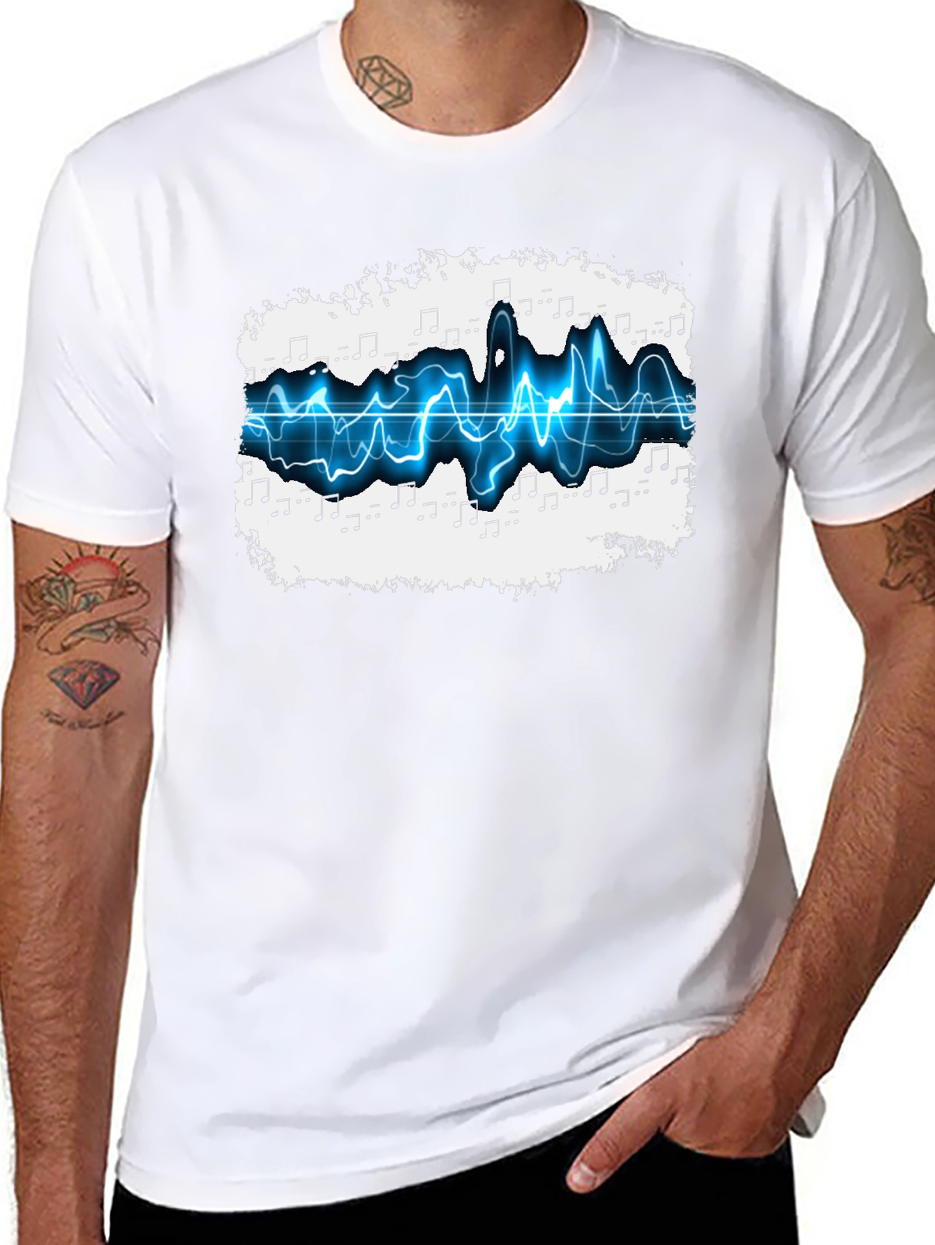 Music Wave Graphic Tee - Black Cotton T-Shirt