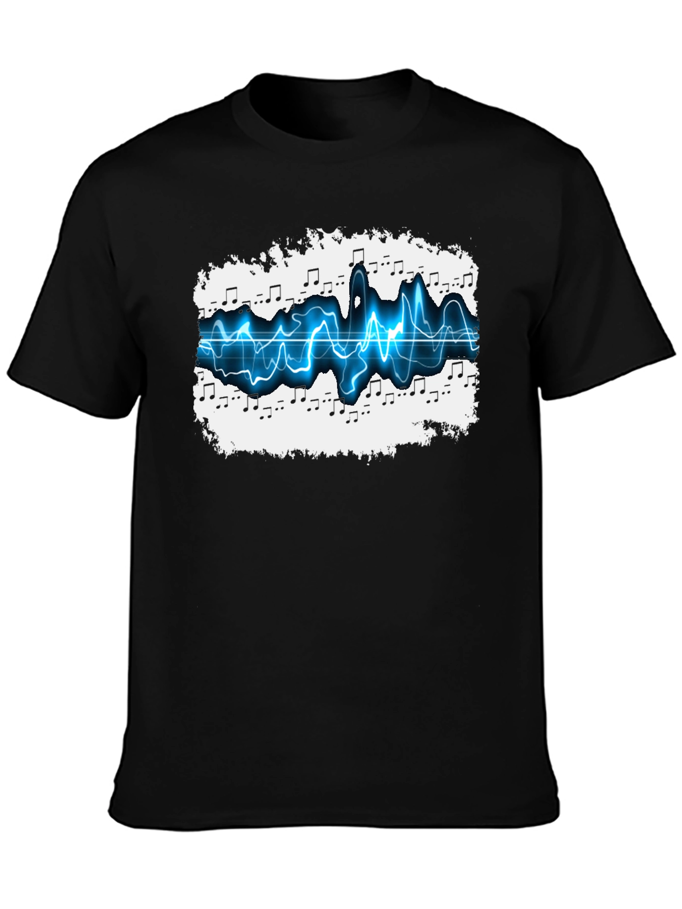 Music Wave Graphic Tee - Black Cotton T-Shirt