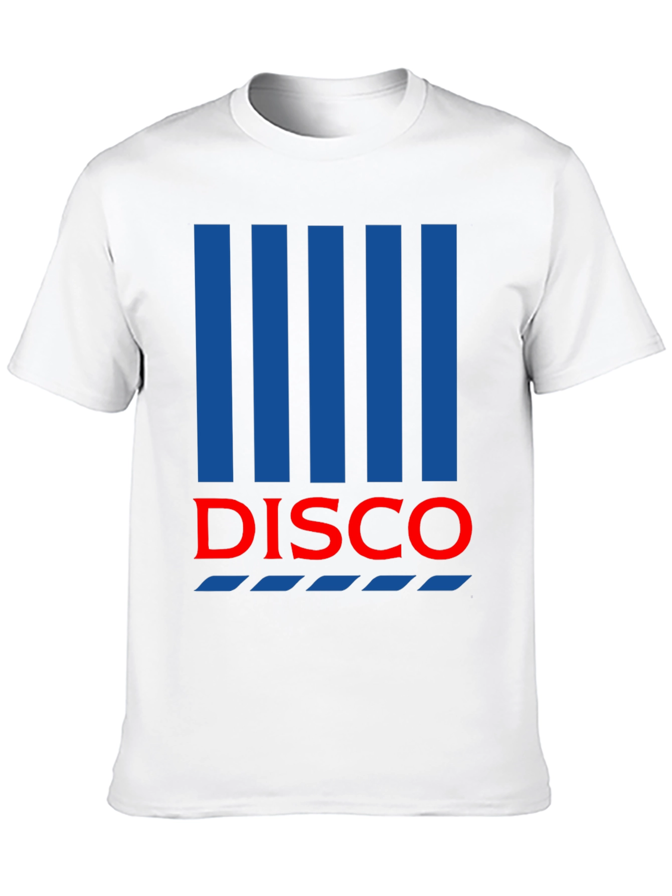Retro Disco T-Shirt - Black with Blue Stripes
