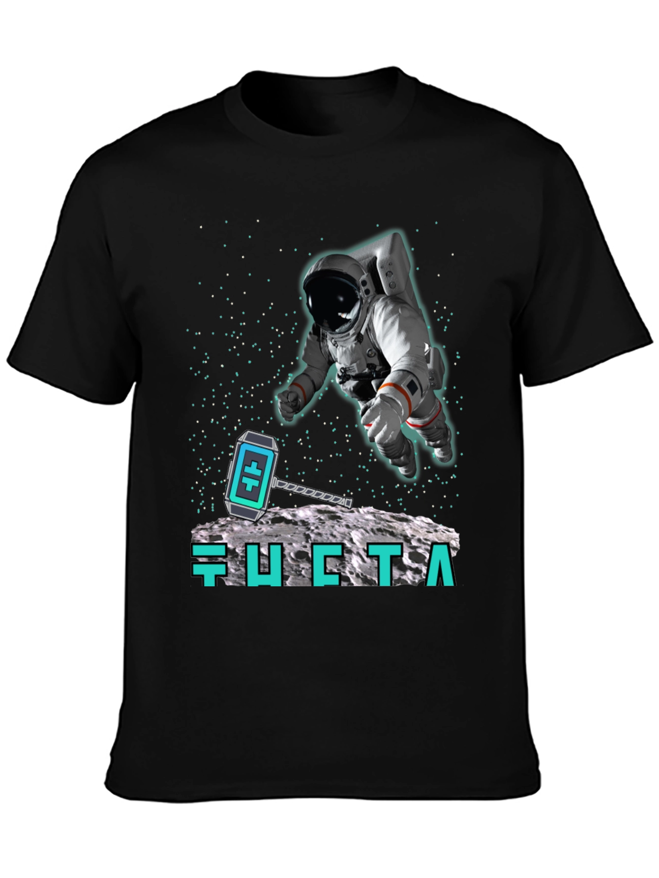 Astronaut Moon Landing Black T-Shirt