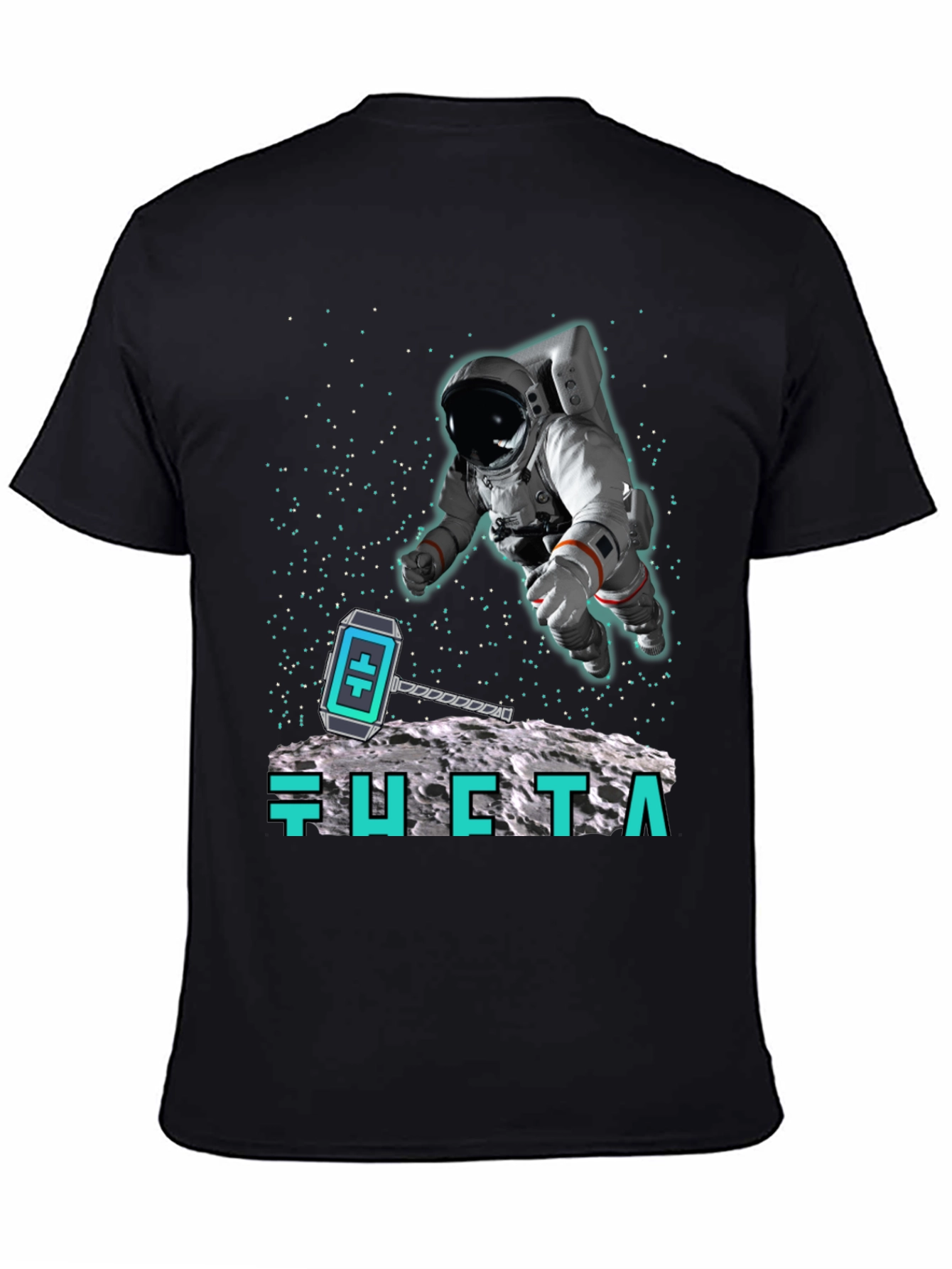 Astronaut Moon Landing Black T-Shirt