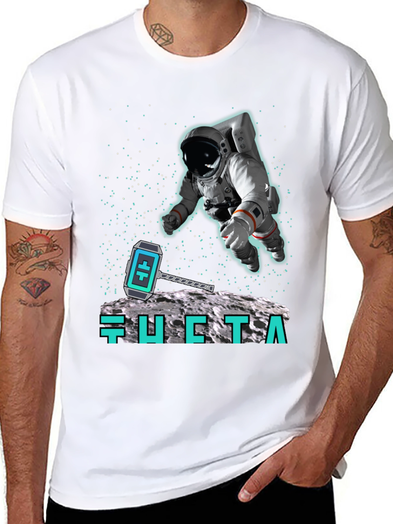 Astronaut Moon Landing Black T-Shirt