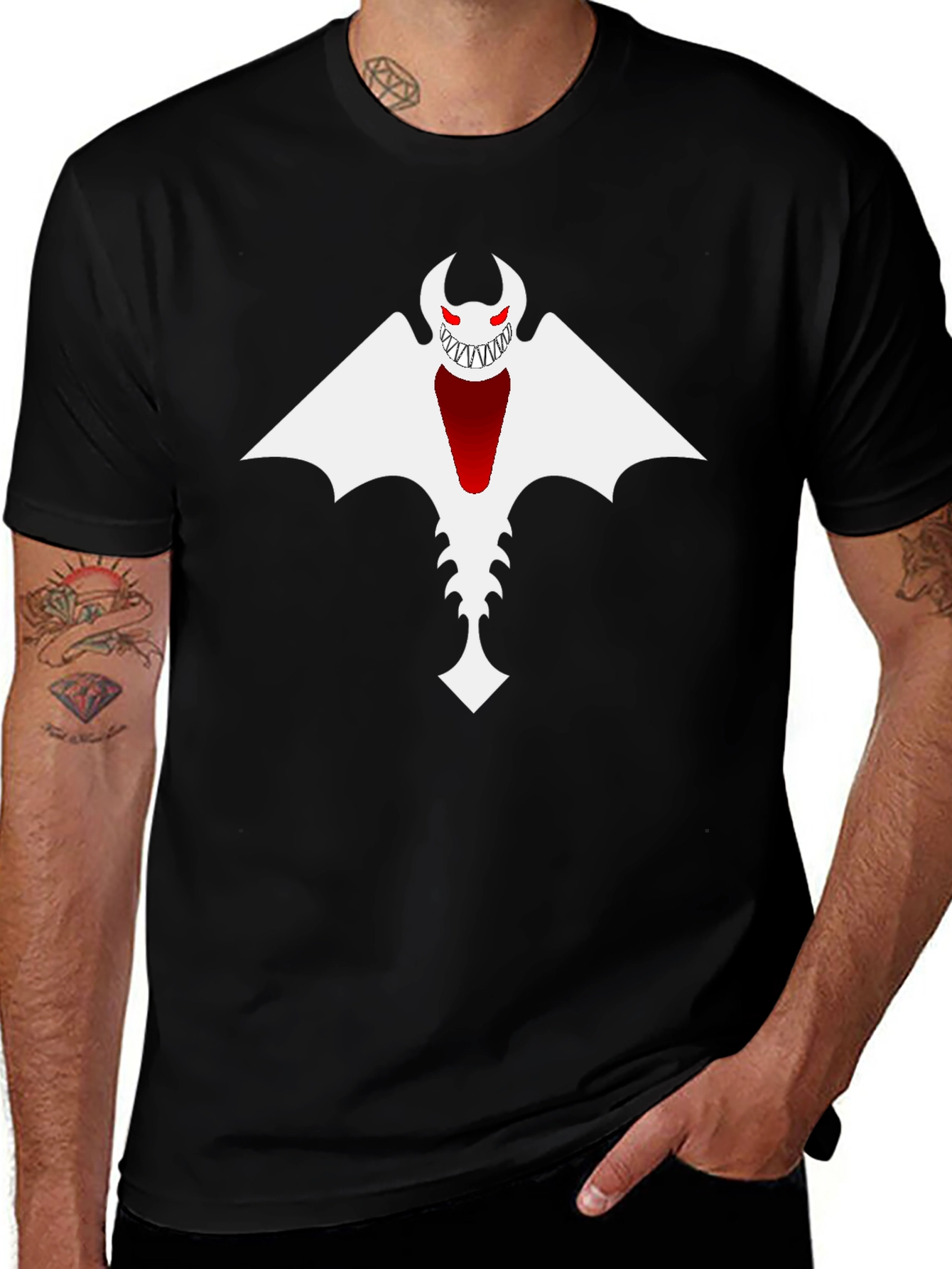 Monster Graphic Print Black T-Shirt
