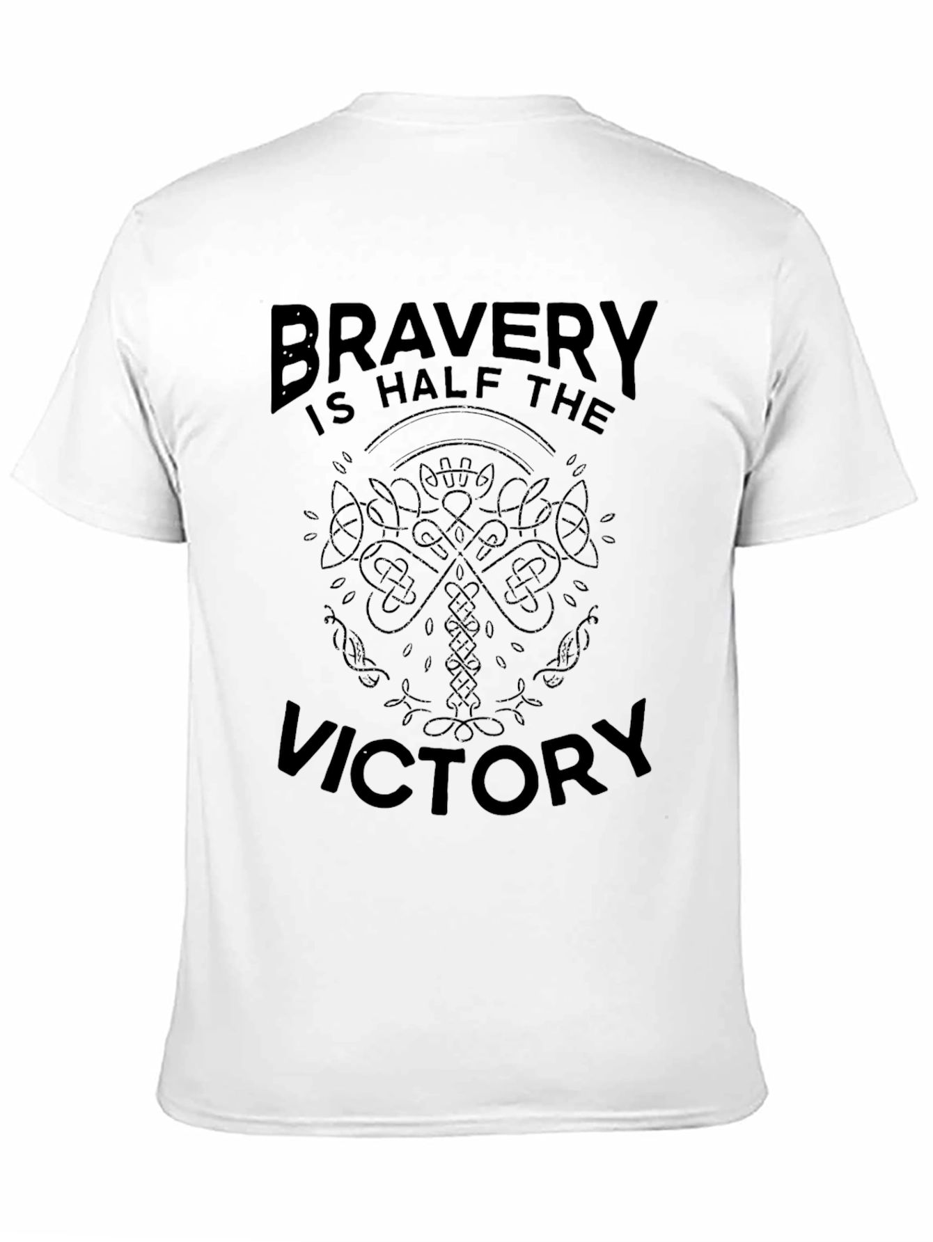 Bravery Victory Graphic Print Mens Black T-Shirt