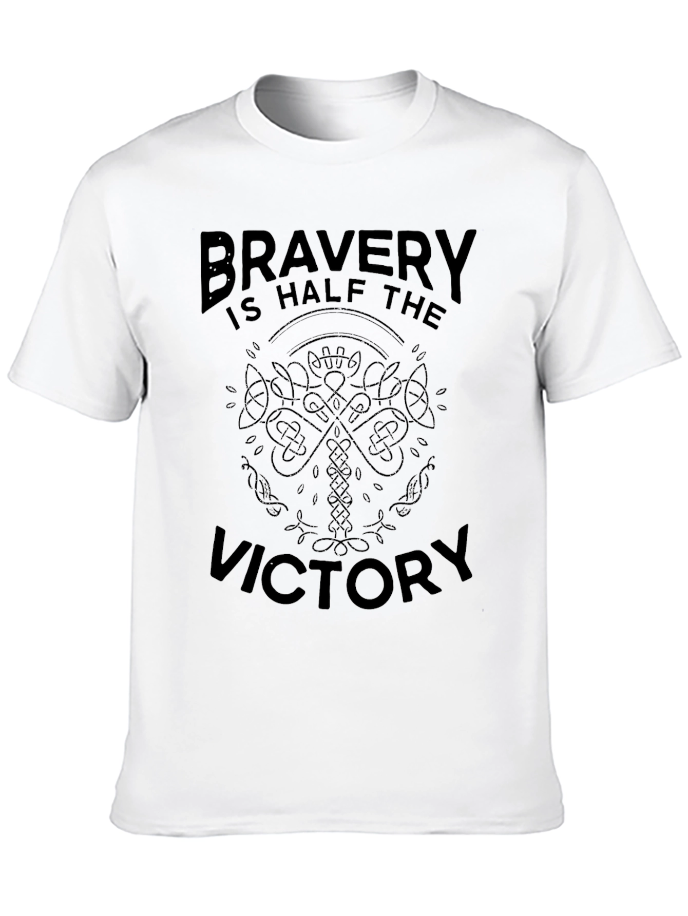 Bravery Victory Graphic Print Mens Black T-Shirt