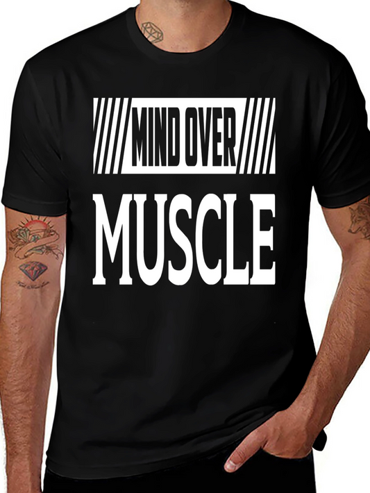 Mind Over Muscle Graphic Print Black T-Shirt