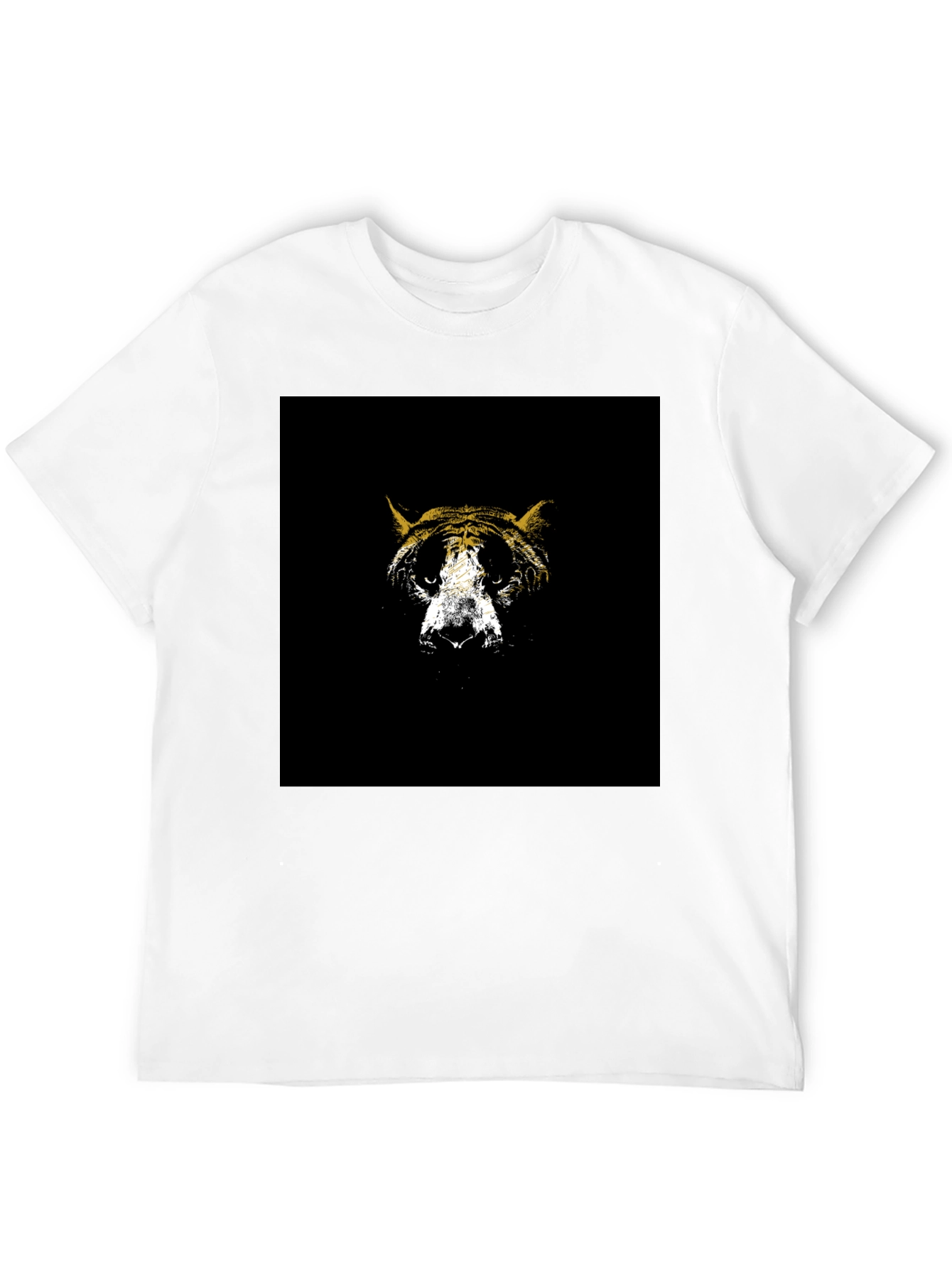 Abstract Tiger Graphic Tee - Black Cotton Blend