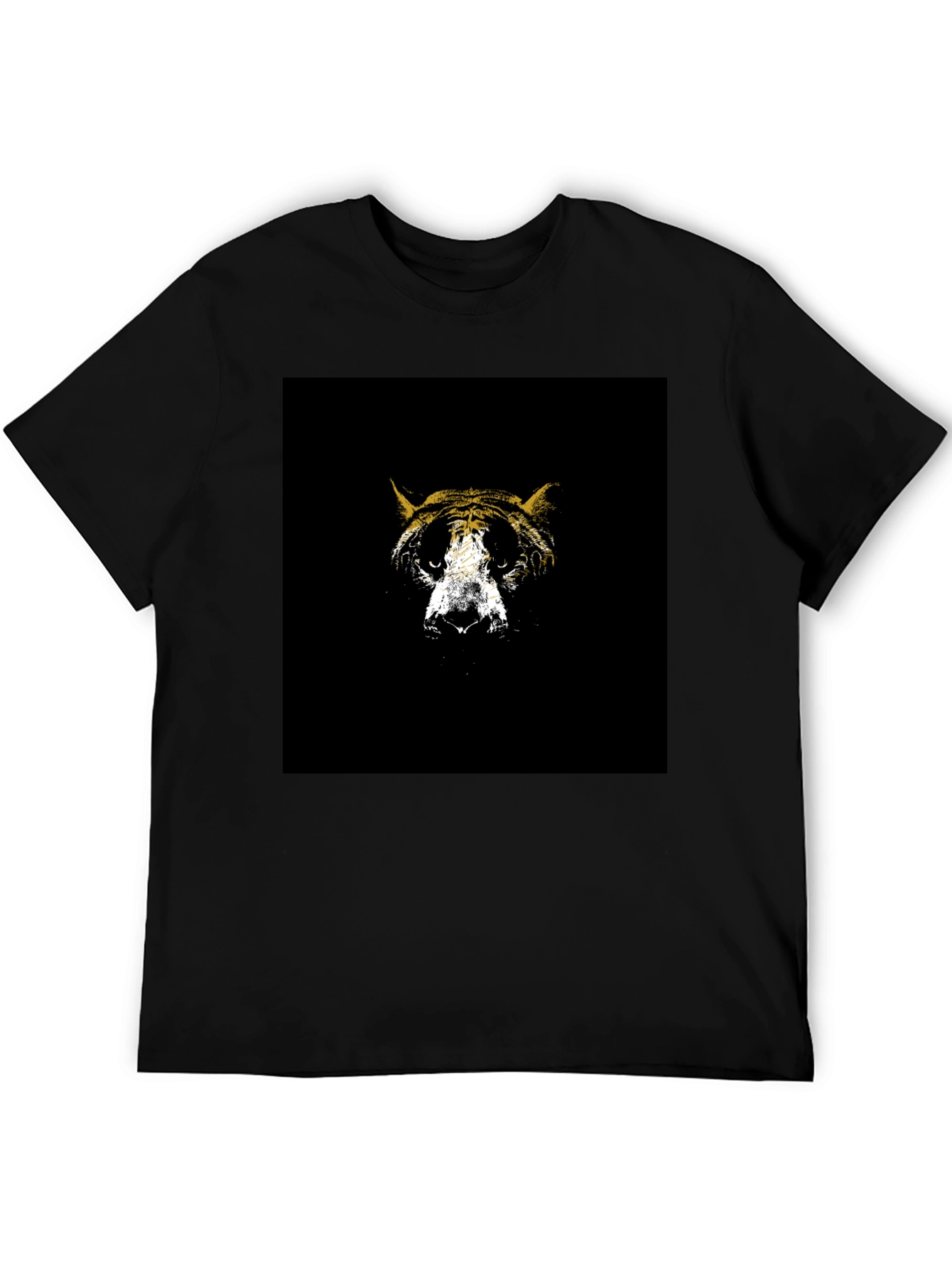 Abstract Tiger Graphic Tee - Black Cotton Blend