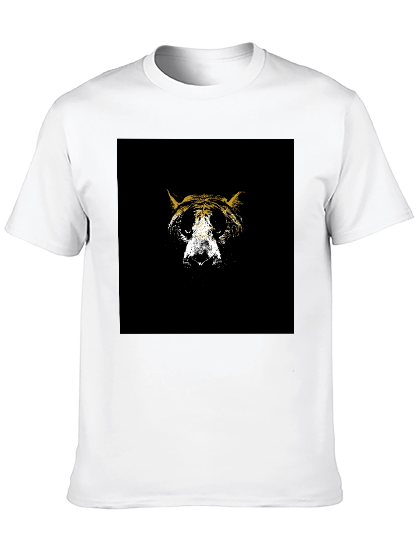 Abstract Tiger Graphic Tee - Black Cotton Blend