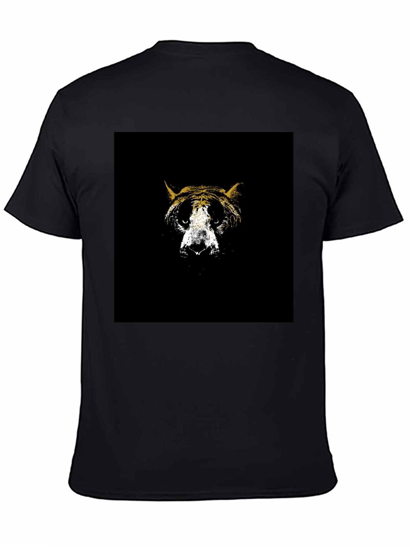 Abstract Tiger Graphic Tee - Black Cotton Blend
