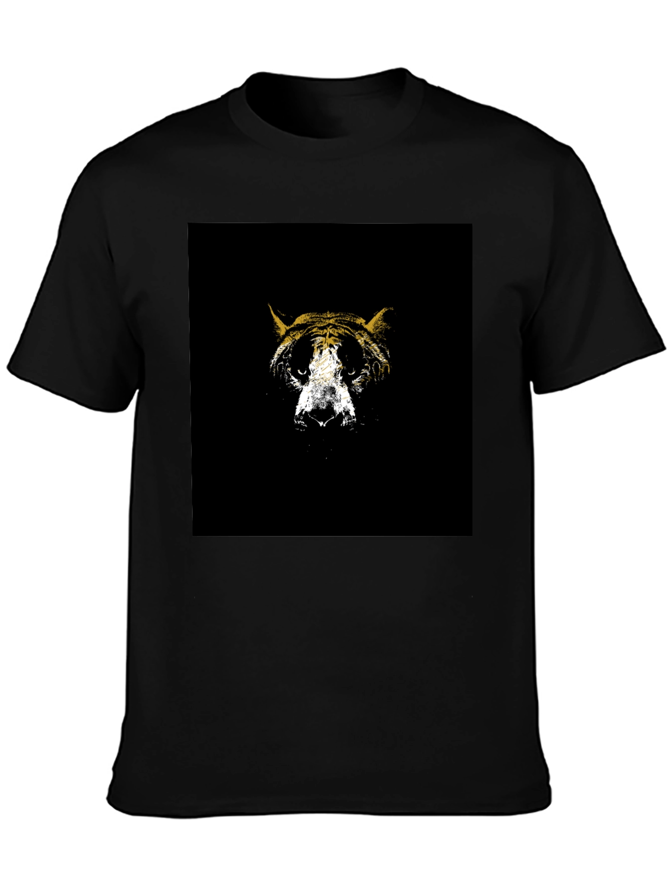 Abstract Tiger Graphic Tee - Black Cotton Blend